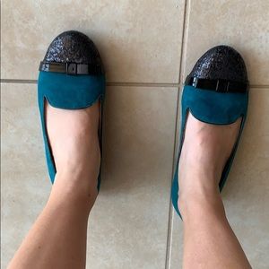 Nurture suede peacock blue flats